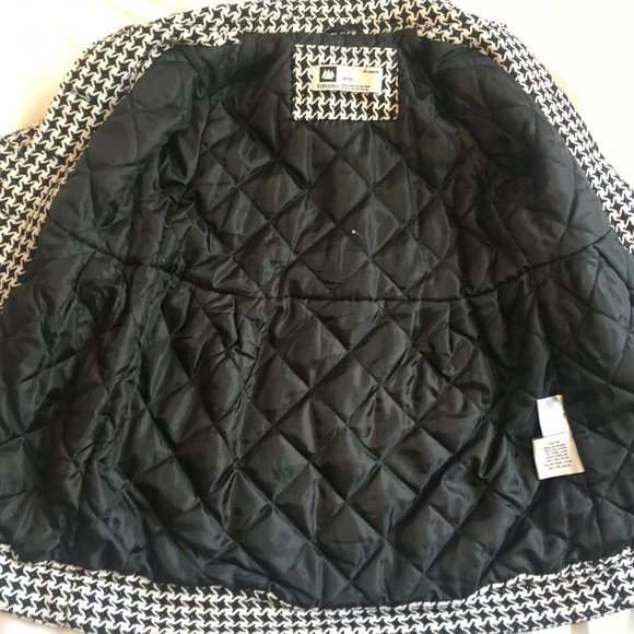 Girls Houndstooth Winter Warm Coat Jacket Wool Buttons Size Medium Black White - Picture 12 of 13